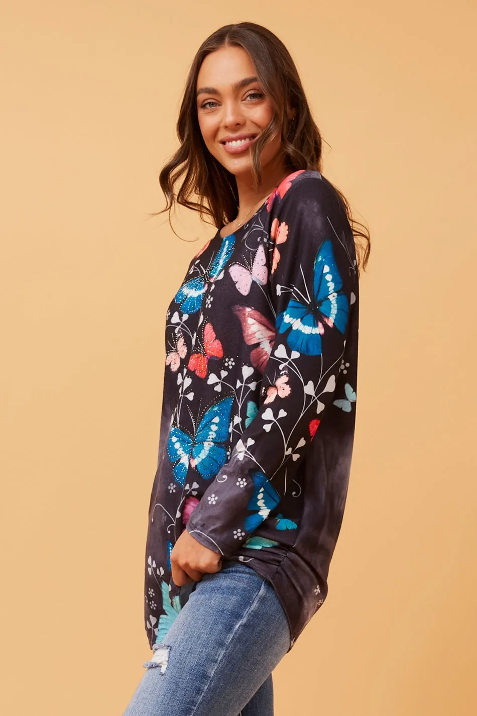 BEAU BUTTERFLY PRINT TOP